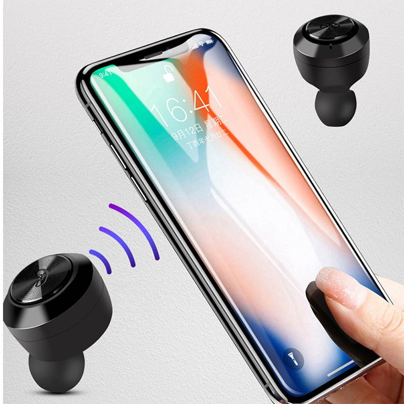 A6 TWS 5.0 Mini Wireless Earbuds Bluetooth Earphone for Android & Iphone -Black