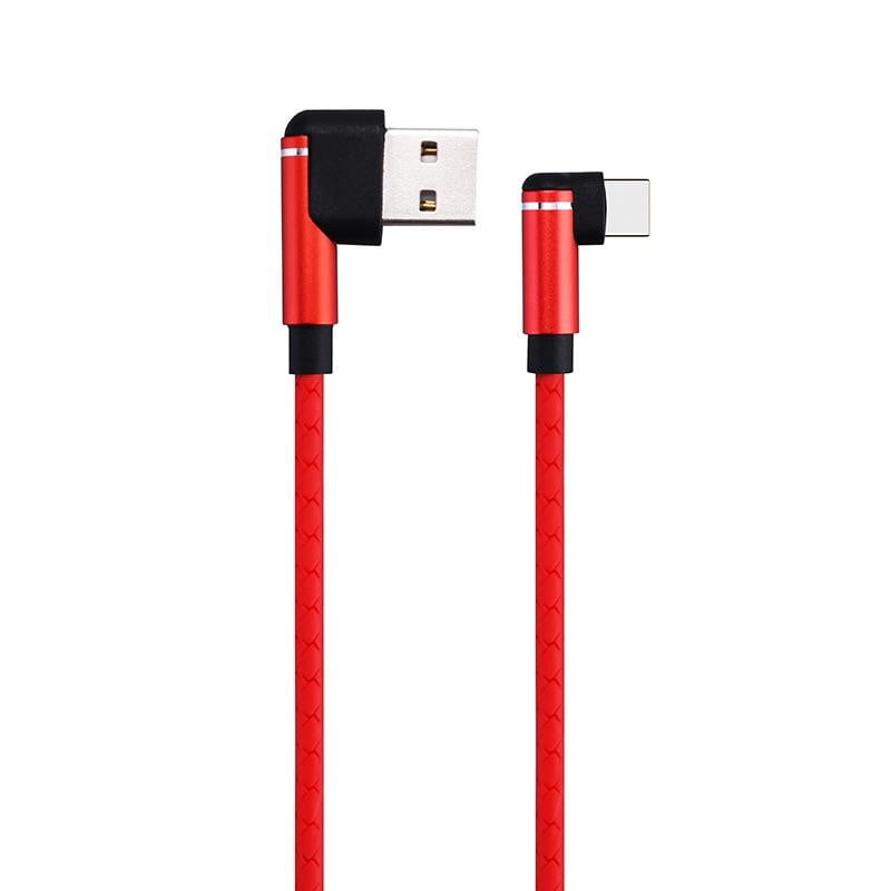 1M 90 Degree Type C USB 3.1 Charge Charging Cable Cord - Red