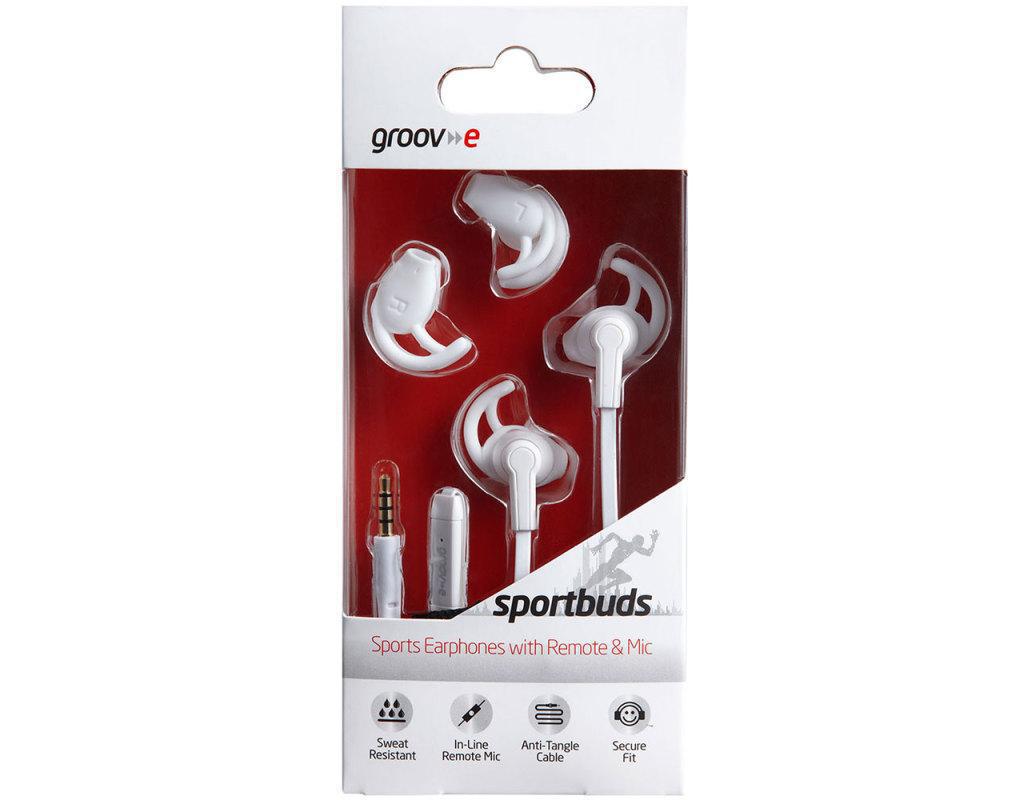 Groov-e GVEB15WE Sport Buds Earphones with Remote Mic - White