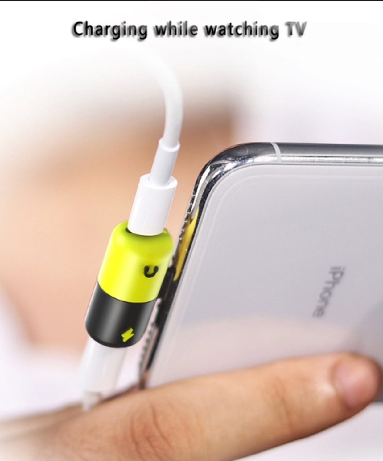 Mini Lightning Splitter Adapter with Dual Lightning Ports Headphone Jack & Charging Port for IPhone.