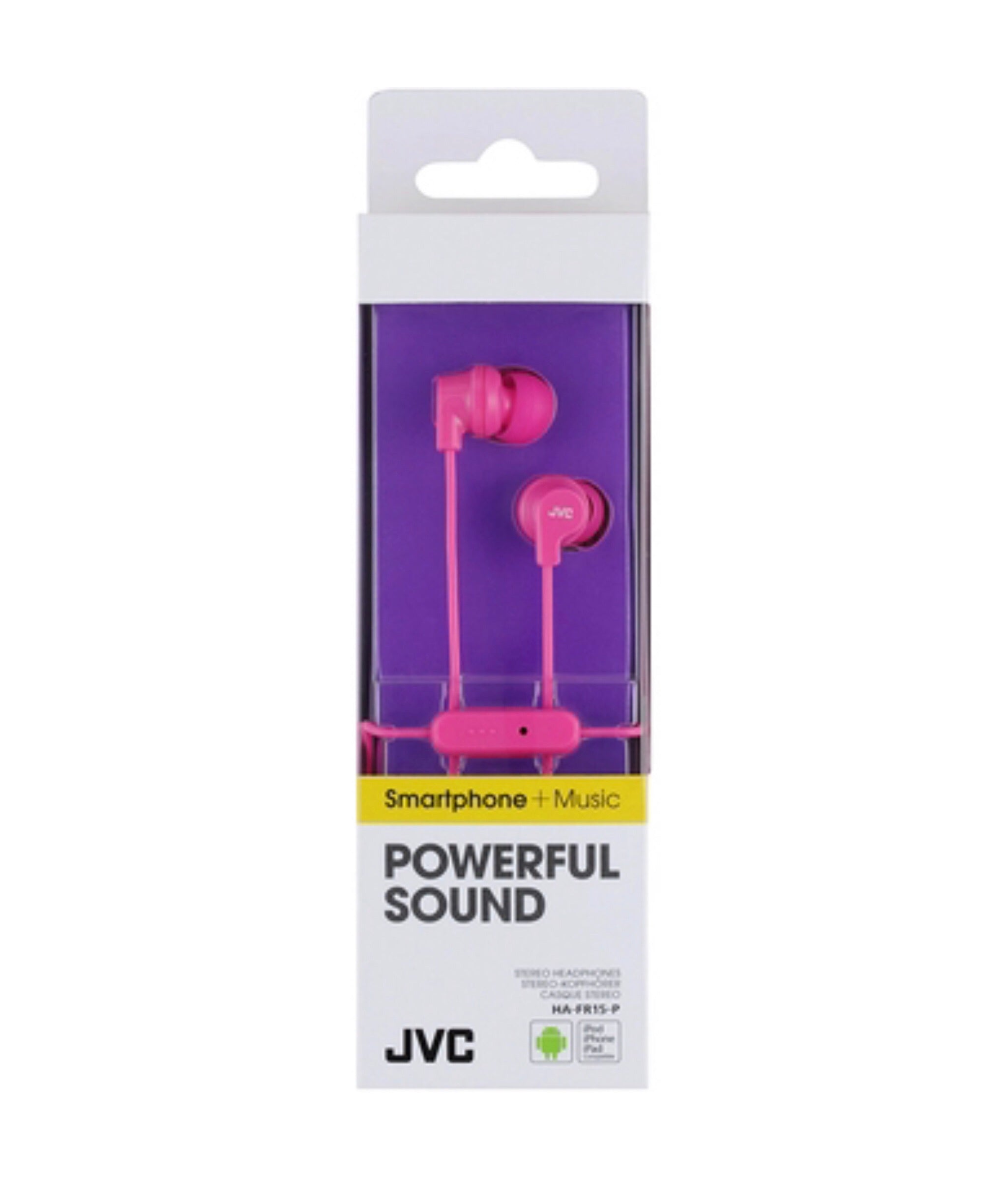 JVC HAFR15P Colourful In-Ear Headphones with Remote & Mic - Pink