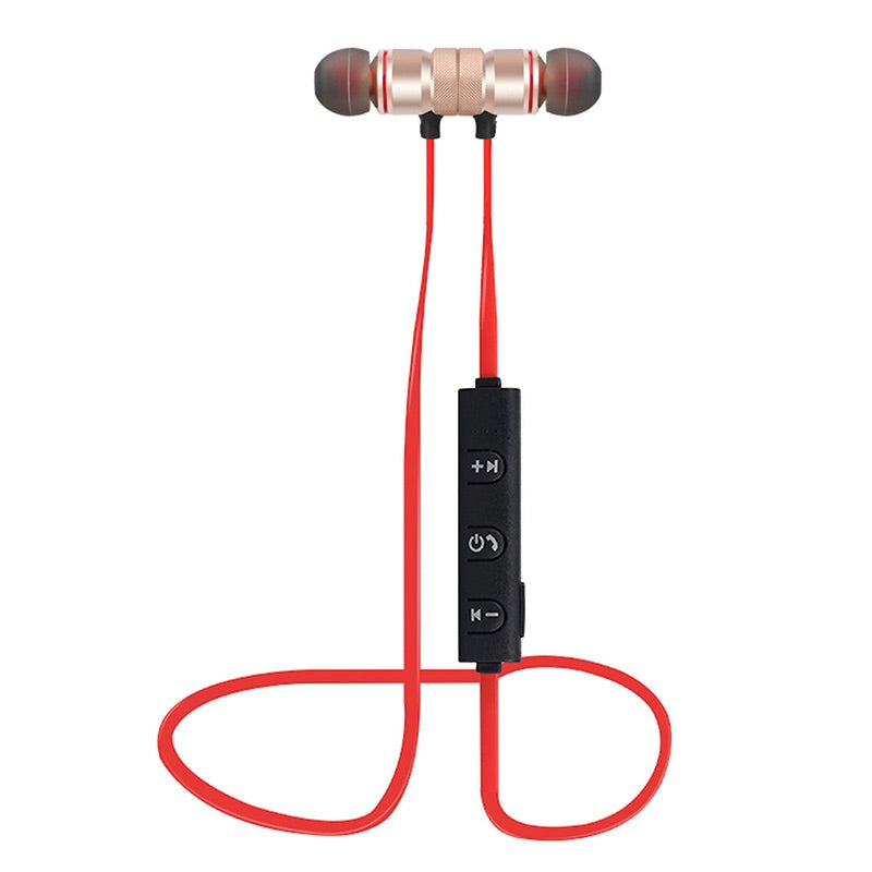 Magnet Wireless Bluetooth Earphone Stylish Sports Headset Headphone - Red