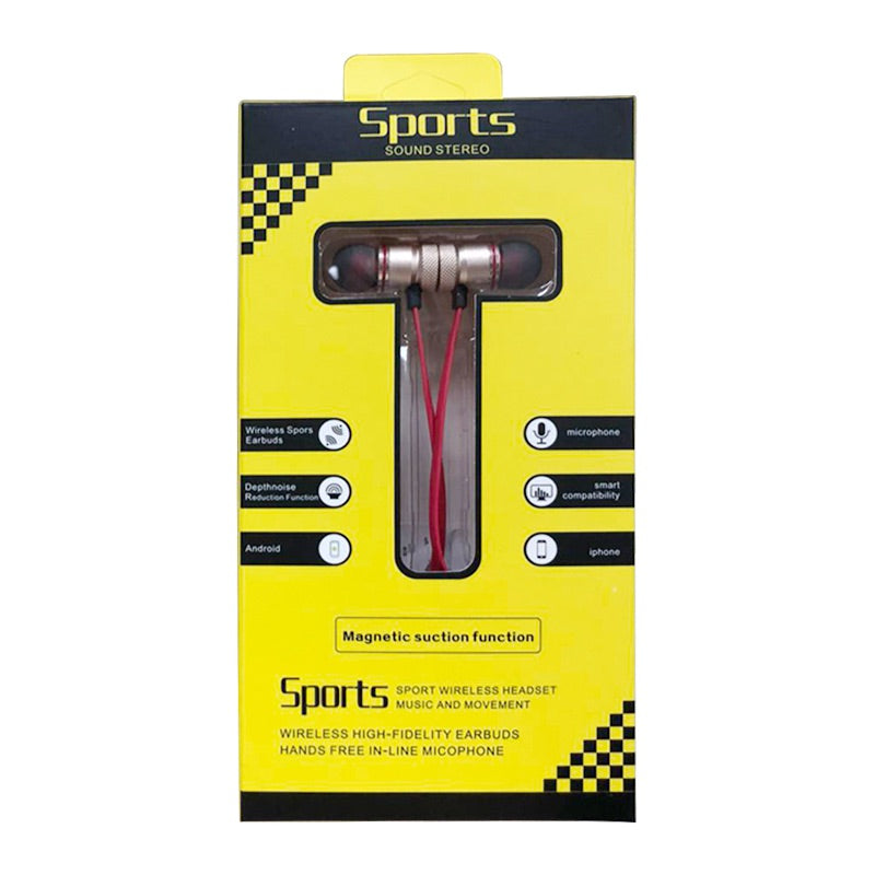 Magnet Wireless Bluetooth Earphone Stylish Sports Headset Headphone - Red