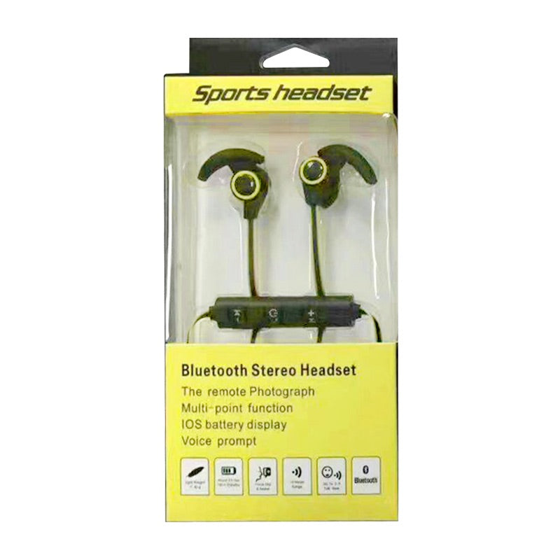 Bluetooth 4.1 Wireless Headphone Stereo Sports Earbuds In-Ear Headset Earphone - Black+Yellow