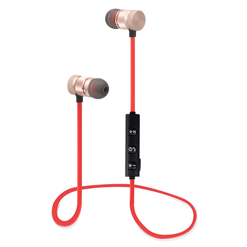 Magnet Wireless Bluetooth Earphone Stylish Sports Headset Headphone - Red