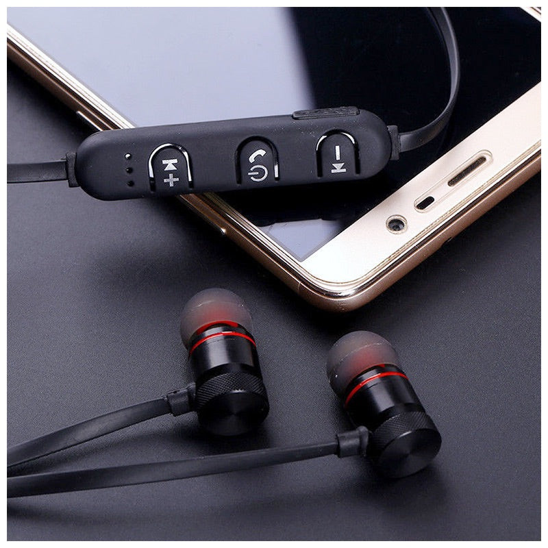 Magnet Wireless Bluetooth Earphone Stylish Sports Headset Headphone - Black