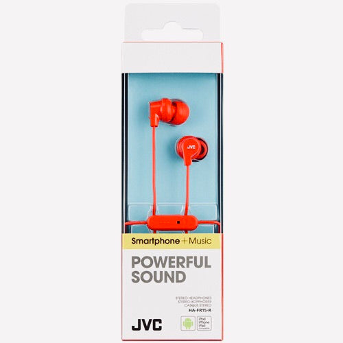 JVC HAFR15R Colourful In-Ear Headphones with Remote & Mic - Red