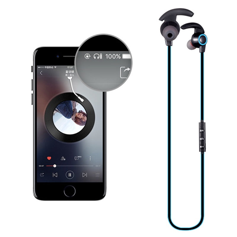 Bluetooth 4.1 Wireless Headphone Stereo Sports Earbuds In-Ear Headset Earphone -Black+Blue